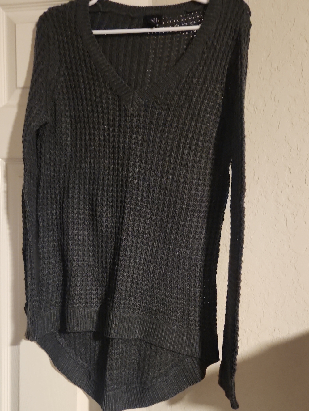 Rue 21 Charcoal V-Neck Knit Sweater